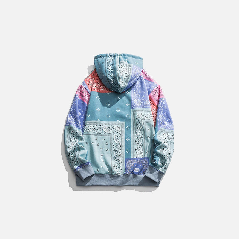 Y2K Fashion Bandana Printed Oversized Hoodie for Comfy Coquette Aesthetic Outfits