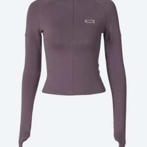 Y2K Fashion Bodycon Half Zip-Up Top - Trendy Cute Crop for Coquette and Grunge Aesthetics