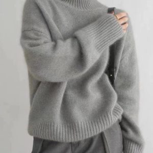 Y2K Fashion Boomerang Babe Cozy Turtleneck Pullover for Cute Aesthetic Outfits