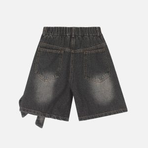 Y2K Fashion Bow Washed Jorts - Trendy Denim Shorts for Coquette and Grunge Aesthetics