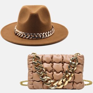 Y2K Fashion Chain Bag and Matching Hat Set for Coquette Aesthetic Outfits