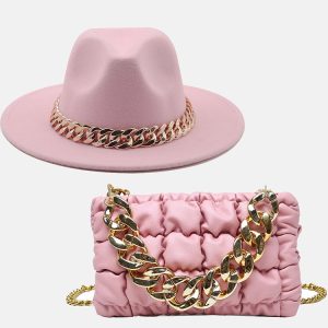 Y2K Fashion Chain Bag and Matching Hat Set for Coquette Aesthetic Outfits