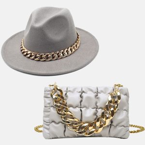 Y2K Fashion Chain Bag and Matching Hat Set for Coquette Aesthetic Outfits