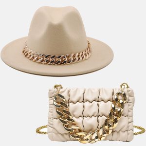 Y2K Fashion Chain Bag and Matching Hat Set for Coquette Aesthetic Outfits