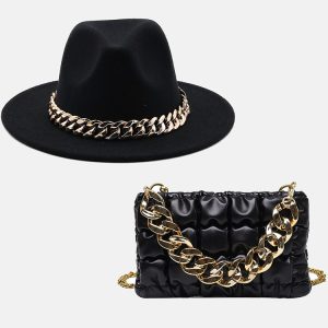 Y2K Fashion Chain Bag and Matching Hat Set for Coquette Aesthetic Outfits