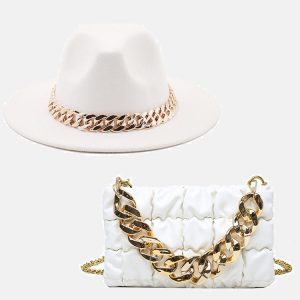 Y2K Fashion Chain Bag and Matching Hat Set for Coquette Aesthetic Outfits