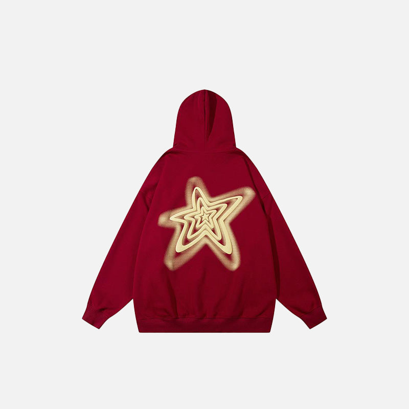 Y2K Fashion Letter Print Star Oversized Hoodie - Comfy Grunge Aesthetic Top