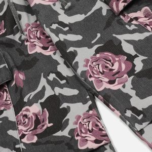 Y2K Fashion Rose Camouflage Cargo Pants - Trendy Grunge Aesthetic Streetwear Style