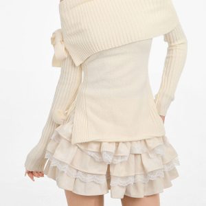 Y2K Fashion Ruffled Lace Skirt - Ballerina Core Aesthetic for Cute and Stylish Outfits