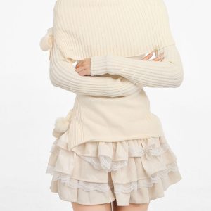 Y2K Fashion Ruffled Lace Skirt - Ballerina Core Aesthetic for Cute and Stylish Outfits