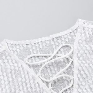 Y2K Fashion See Through Tied Long Sleeve Top - Cute Aesthetic Layering Essential