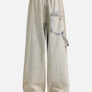 Y2K Fashion Yellow Mud Washed Loose Jeans for a Trendy Grunge Aesthetic Look