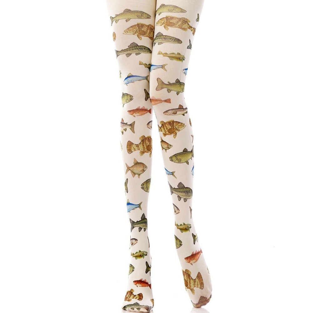 Y2K Fish Print Tights for Aesthetic Outfits - Cute and Comfy Grunge Style Leggings