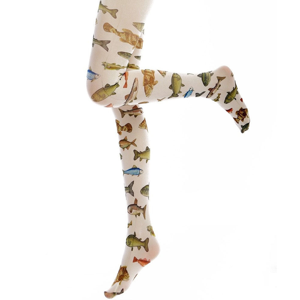 Y2K Fish Print Tights for Aesthetic Outfits - Cute and Comfy Grunge Style Leggings