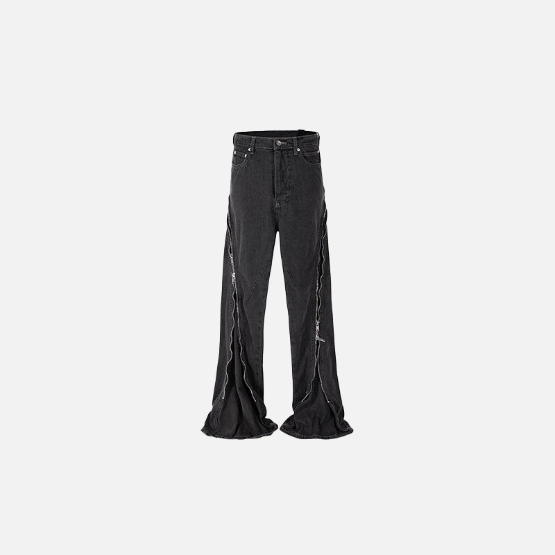 Y2K Flare Zip Jeans - Trendy Y2K Style with a Retro Twist for Aesthetic Outfits