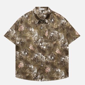 Y2K Floral Short Sleeve Shirt - Cute Pastel Aesthetic Top for Trendy Outfits