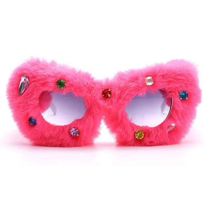 Y2K Fuzzy Rhinestone Glasses for Trendy Coquette and Grunge Aesthetic Looks