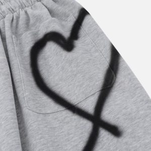 Y2K Graffiti Heart Sweatpants - Trendy Grunge Aesthetic Loungewear for Stylish Outfits