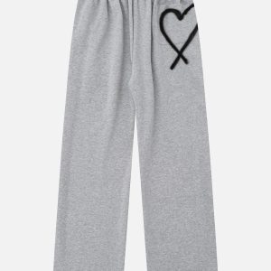 Y2K Graffiti Heart Sweatpants - Trendy Grunge Aesthetic Loungewear for Stylish Outfits