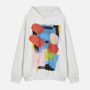 Y2K Graffiti Oil Painting Hoodie - Trendy Aesthetic Streetwear for Unique Style