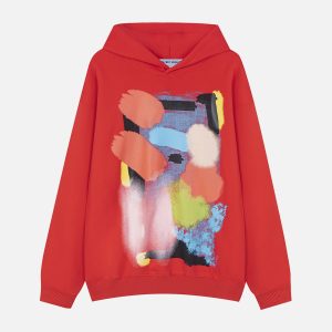 Y2K Graffiti Oil Painting Hoodie - Trendy Aesthetic Streetwear for Unique Style