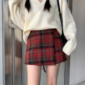 Y2K Grunge Aesthetic Plaid Wrap Skirt for Trendy Outfits and Vintage Vibes