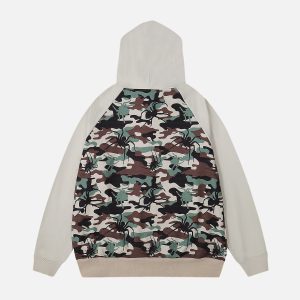 Y2K Grunge Camouflage Spider Hoodie - Edgy Aesthetic Top for Unique Style