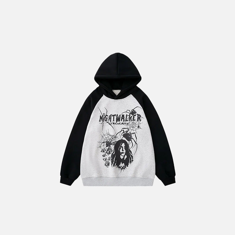 Y2K Grunge Nightwalker Horror Hoodie - Aesthetic Streetwear for Bold Fashionistas