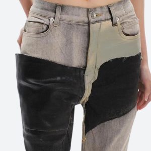 Y2K Grunge Patchwork Flare Pants for Retro Aesthetic Outfits and Vintage Style Looks