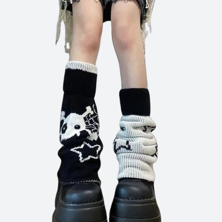 Y2K Grunge Reversible Leg Warmers for Cozy Aesthetic Outfits and Retro Style