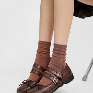 Y2K Grunge Sleaze Ballet Flats - Edgy Aesthetic Footwear for Unique Style