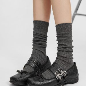 Y2K Grunge Sleaze Ballet Flats - Edgy Aesthetic Footwear for Unique Style