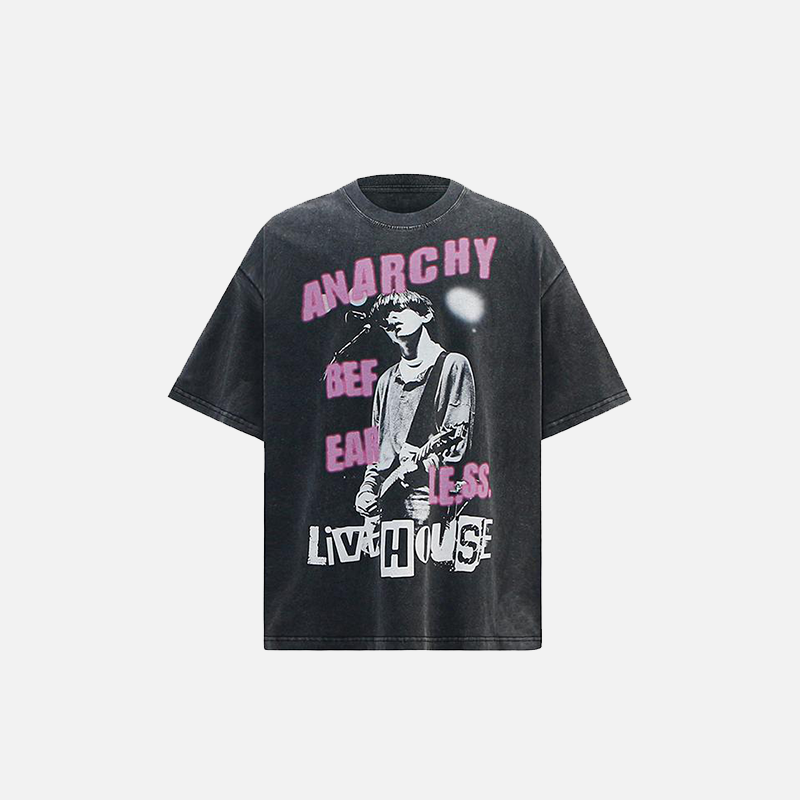 Y2K Grunge Style Punk Rock Anarchy T-Shirt for Edgy Aesthetic Outfits