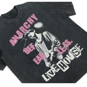 Y2K Grunge Style Punk Rock Anarchy T-Shirt for Edgy Aesthetic Outfits