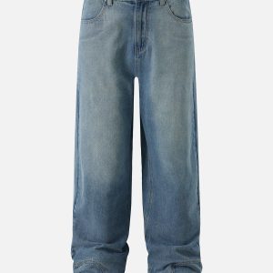 Y2K Grunge Style Reverse Foot Loose Jeans for a Trendy Aesthetic Look