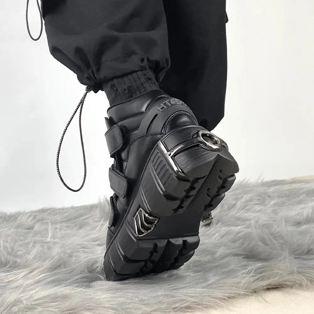 Y2K Grunge Velcro Strap Platform Boots for Edgy Aesthetic Outfits and Comfy Style