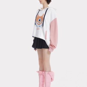 Y2K Heartie Print Hoodie - Cute and Comfy Coquette Aesthetic for Trendy Outfits