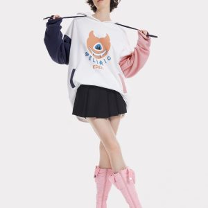 Y2K Heartie Print Hoodie - Cute and Comfy Coquette Aesthetic for Trendy Outfits