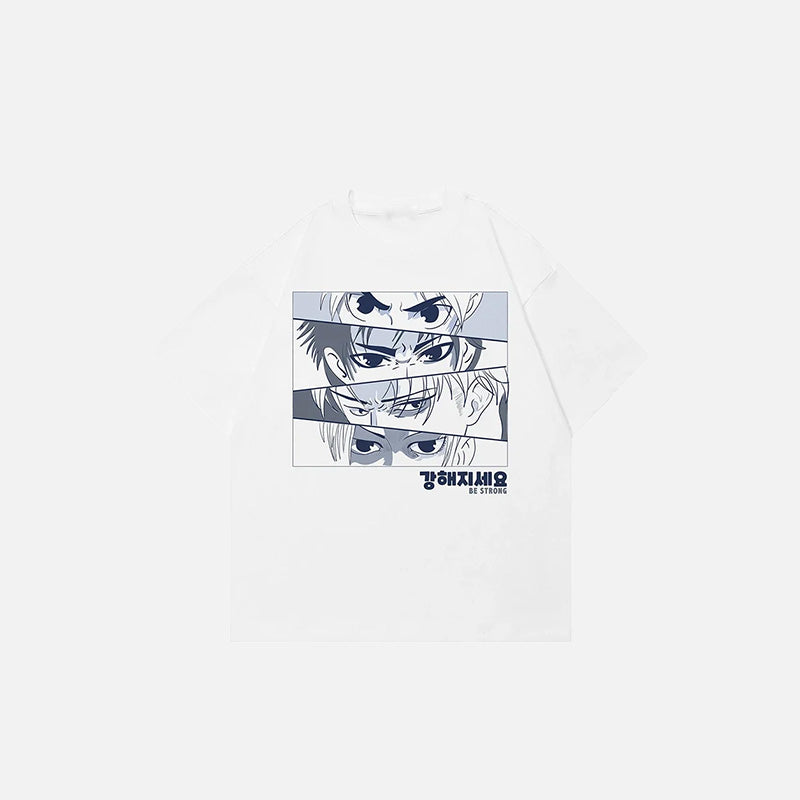 Y2K Loose Graphic T-Shirt with Anime Eyes for Trendy Coquette and Grunge Aesthetics