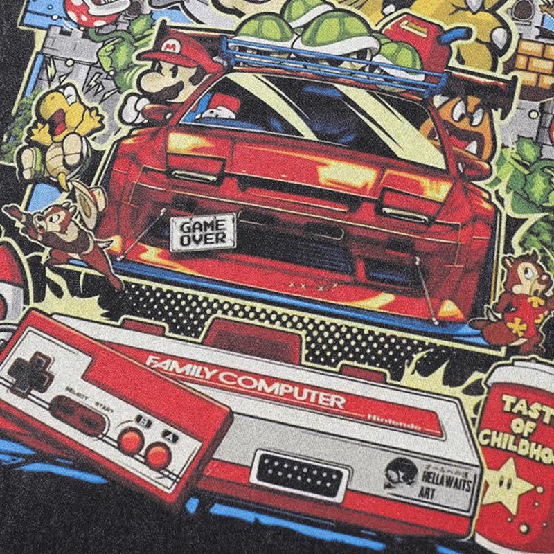 Y2K Loose Mario Car Print T-Shirt - Retro Aesthetic Tee for Fun and Stylish Outfits