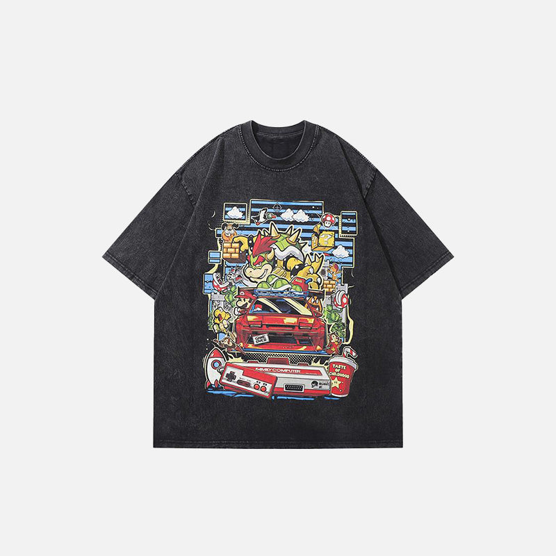 Y2K Loose Mario Car Print T-Shirt - Retro Aesthetic Tee for Fun and Stylish Outfits