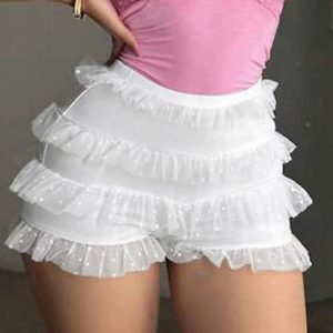 Y2K Mesh Tiered High Rise Shorts for Trendy Coquette and Grunge Aesthetic Outfits