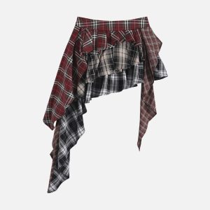 Y2K Multi-Color Plaid Skirt - Trendy Coquette Aesthetic for Stylish Outfits