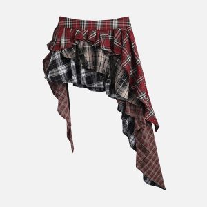 Y2K Multi-Color Plaid Skirt - Trendy Coquette Aesthetic for Stylish Outfits