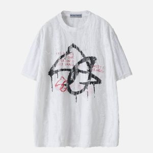 Y2K Multi Distressed Tee - Vintage Grunge Style for Aesthetic Outfits