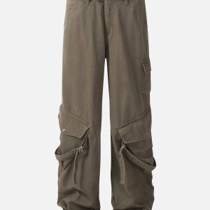 Y2K Multi Pocket Cargo Pants for Trendy Coquette and Grunge Aesthetic Outfits