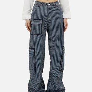 Y2K Multi Pocket Cargo Pants for Trendy Grunge and Coquette Aesthetic Outfits