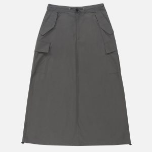 Y2K Multi Pocket Cargo Skirt - Trendy Grunge Aesthetic for Stylish Outfits