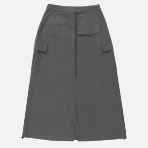 Y2K Multi Pocket Cargo Skirt - Trendy Grunge Aesthetic for Stylish Outfits