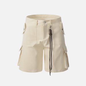 Y2K Multi Pocket Rope Shorts for Trendy Coquette and Grunge Aesthetic Outfits